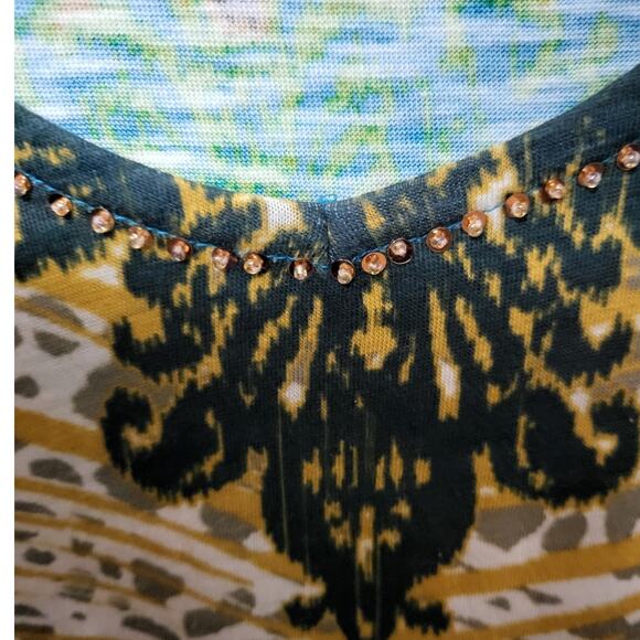 Multiples Long Sleeve India Inspired Front Tie Top - PXL - Picture 3 of 6